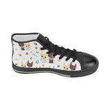 Cute Chihuahua dog pattern Women's High Top Canvas Shoes Black