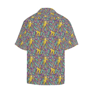 Cute yellow monkey leaves pattern Men's All Over Print Hawaiian Shirt