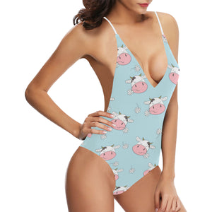Cute cow flower pattern Women's One-Piece Swimsuit