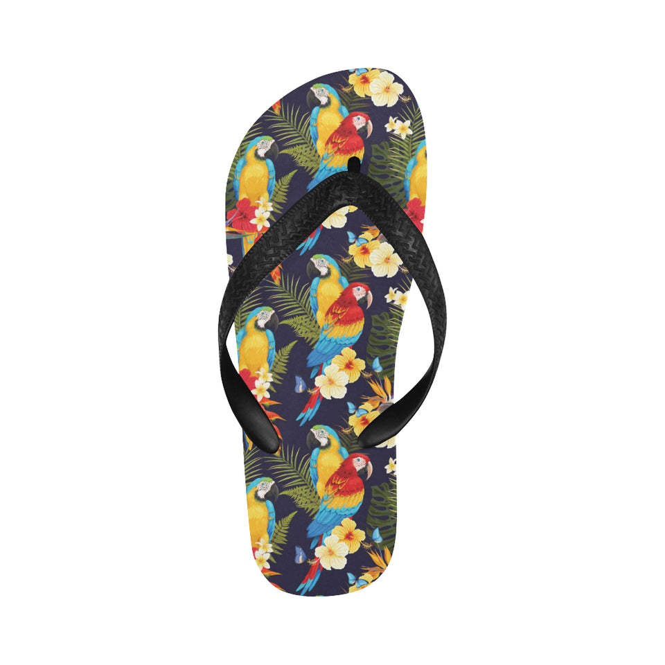 Colorful parrot flower pattern Unisex Flip Flops