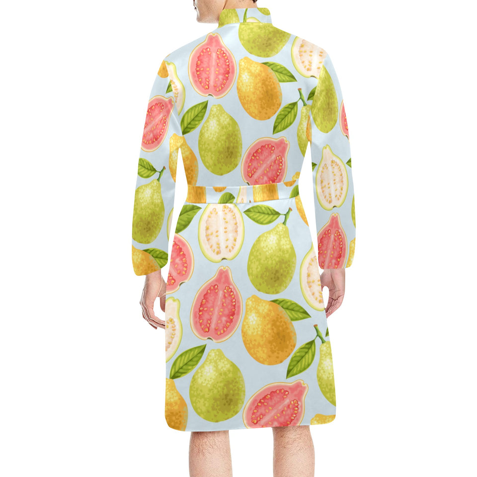 Guava design pattern Men's Long Sleeve Belted Night Robe