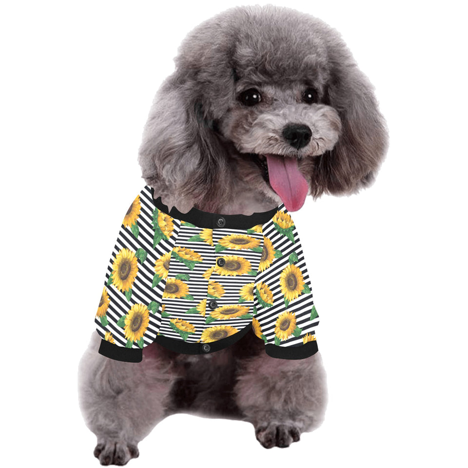 sunflowers ribbon background All Over Print Pet Dog Round Neck Fuzzy Shirt
