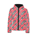 Camera Pattern Print Design 05 Kids' Boys' Girls' Padded Hooded Jacket