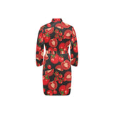 Tomato black background Men's Long Sleeve Belted Night Robe