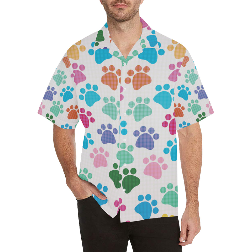 Dog Paws Pattern Print Design 01 Men's All Over Print Hawaiian Shirt (Model T58)