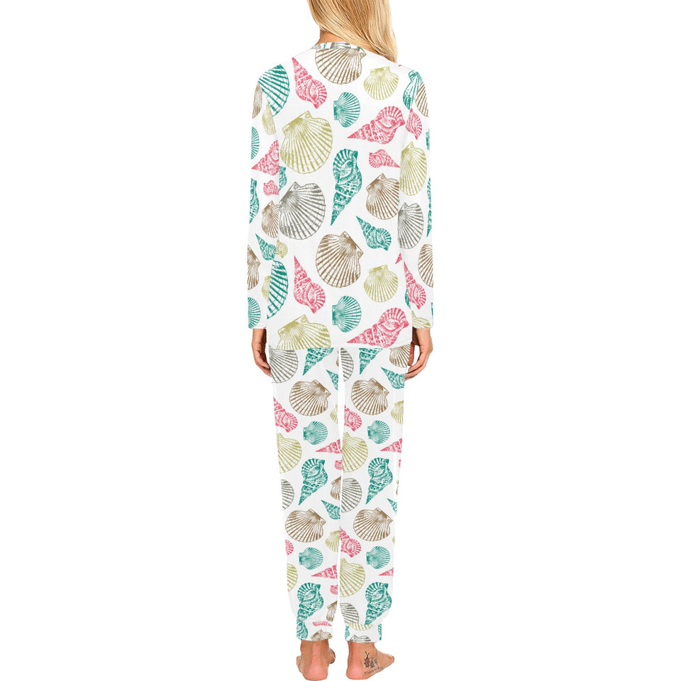 Colorful shell pattern Women's All Over Print Pajama Set