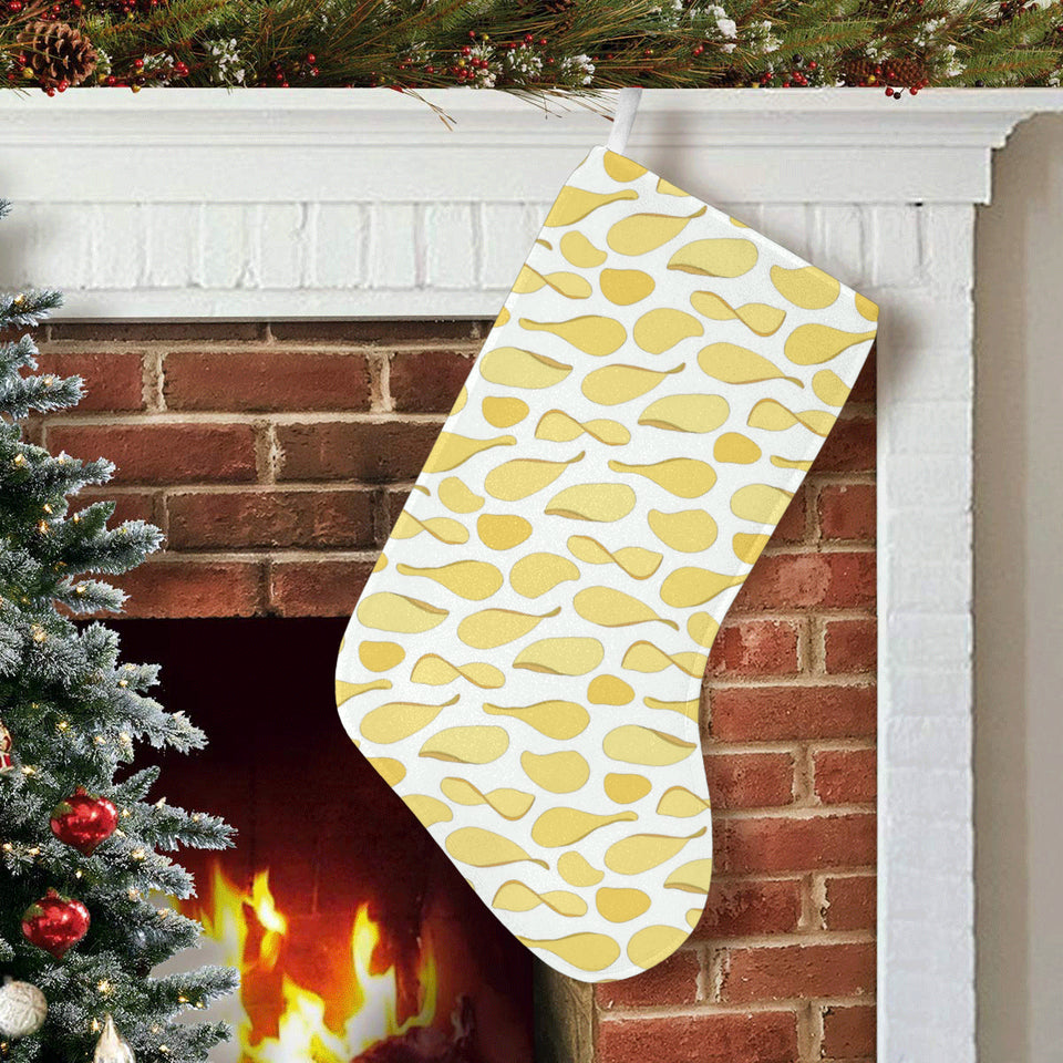 Potato Chips Pattern Print Design 02 Christmas Stocking