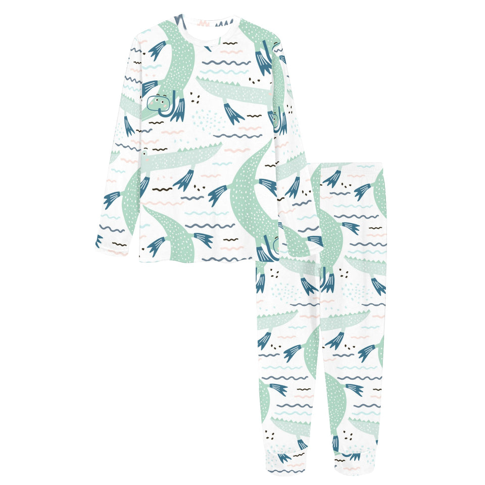 Crocodile diver pattern Women's All Over Print Pajama Set