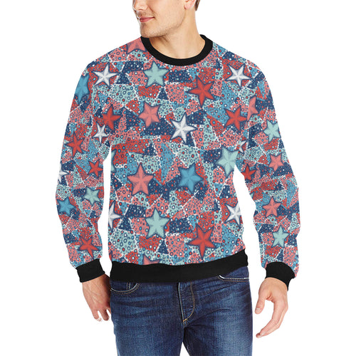 Hand drawn colorful starfish Men's Crew Neck Sweatshirt