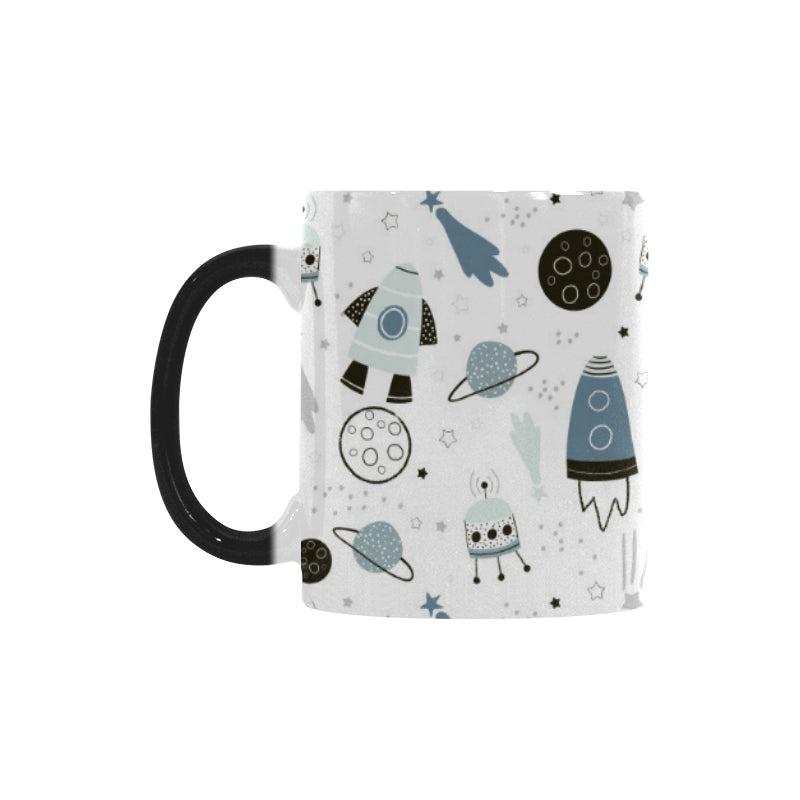 Hand drawn space elements space rocket star planet Morphing Mug Heat Changing Mug