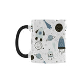 Hand drawn space elements space rocket star planet Morphing Mug Heat Changing Mug
