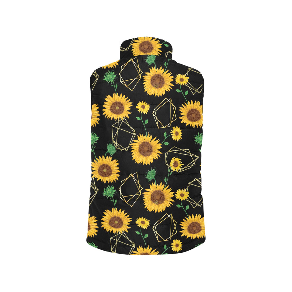 sunflower golden polygonal shapes Women's Padded Vest