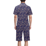 Eggplant Pattern Print Design 04 Men's V-Neck Short Pajama Set