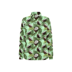 Coconut Pattern Print Design 02 Women's Long Sleeve Polo Shirt