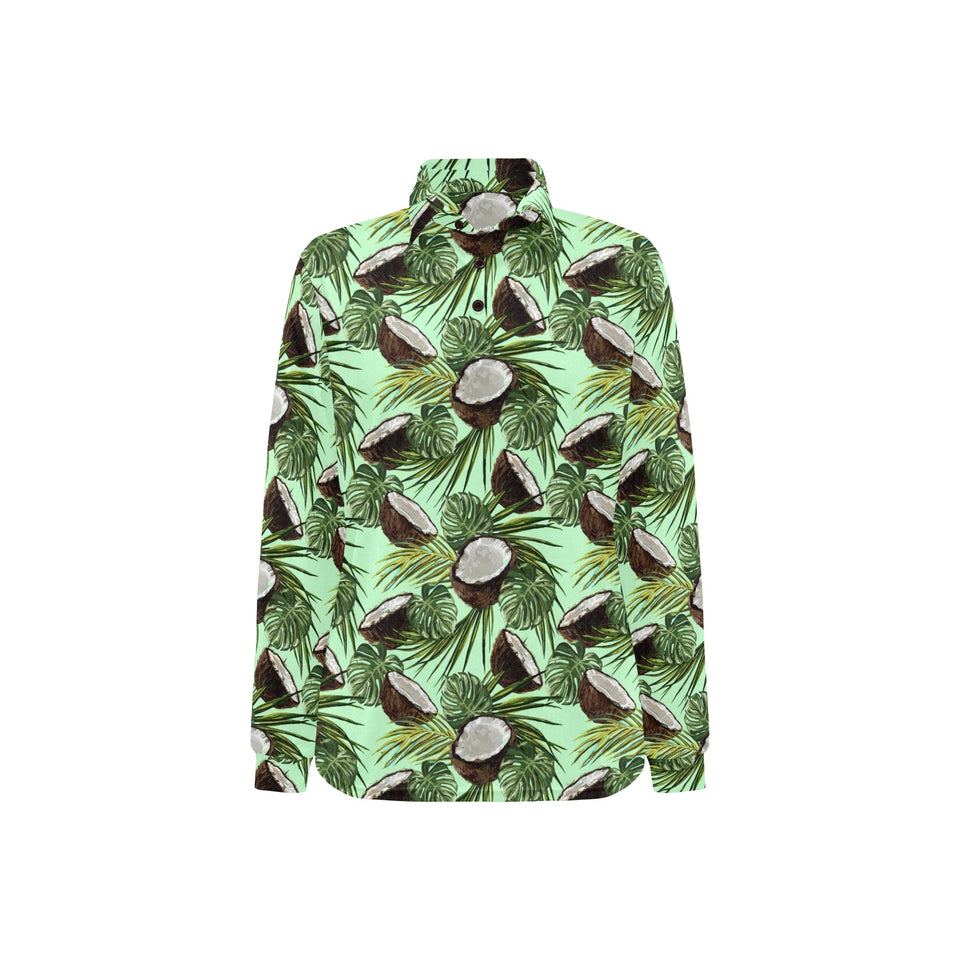 Coconut Pattern Print Design 02 Women's Long Sleeve Polo Shirt