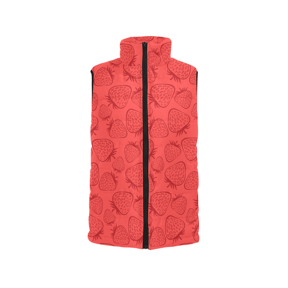 strawberry pattern red background Women's Padded Vest