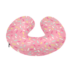 Pink donut glaze candy pattern U-Shaped Travel Neck Pillow