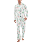 Pastel color cactus pattern Men's Long Pajama Set