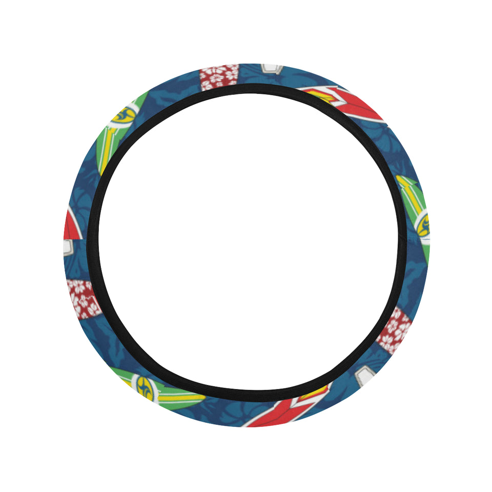 Surfboard Pattern Print Design 01 Car Steering Wheel Cover
