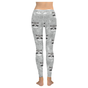 Cute raccoons leaves dot Women's Legging Fulfilled In US