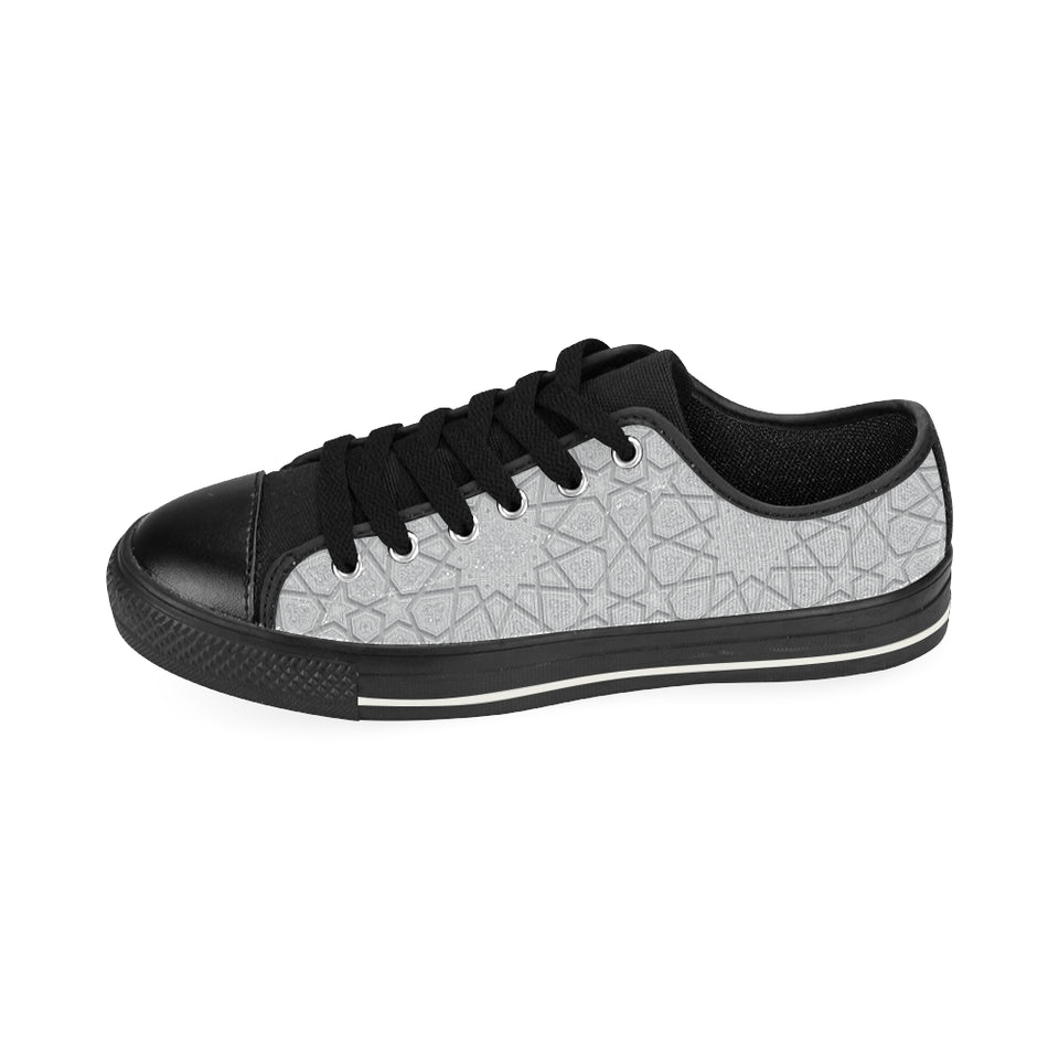 arabic star pattern Men's Low Top Canvas Shoes Black