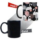 white swan blooming flower pattern Morphing Mug Heat Changing Mug