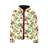 Red apples leaves pattern Kids' Boys' Girls' Padded Hooded Jacket
