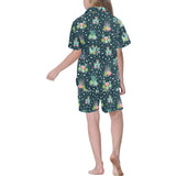 Cactus glass terrarium pattern Kids' Boys' Girls' V-Neck Short Pajama Set