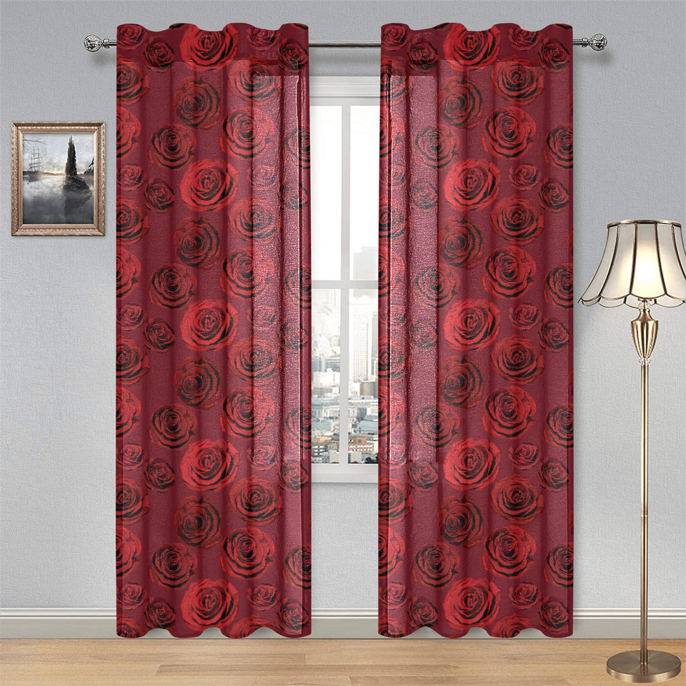 Rose Pattern Print Design 03 Gauze Curtain