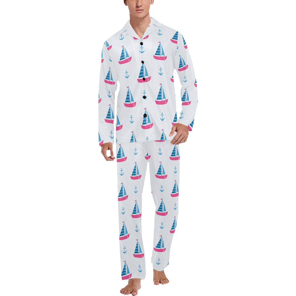 Sailboat anchor pattern Men's Long Pajama Set