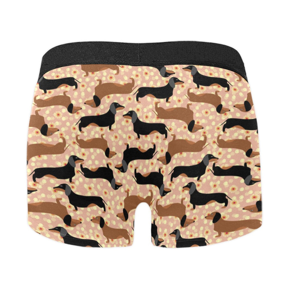 Dachshund floral background Men's All Over Print Boxer Briefs Men's Underwear
