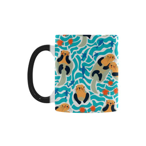 Cute sea otters fishe sea urchin pattern Morphing Mug Heat Changing Mug