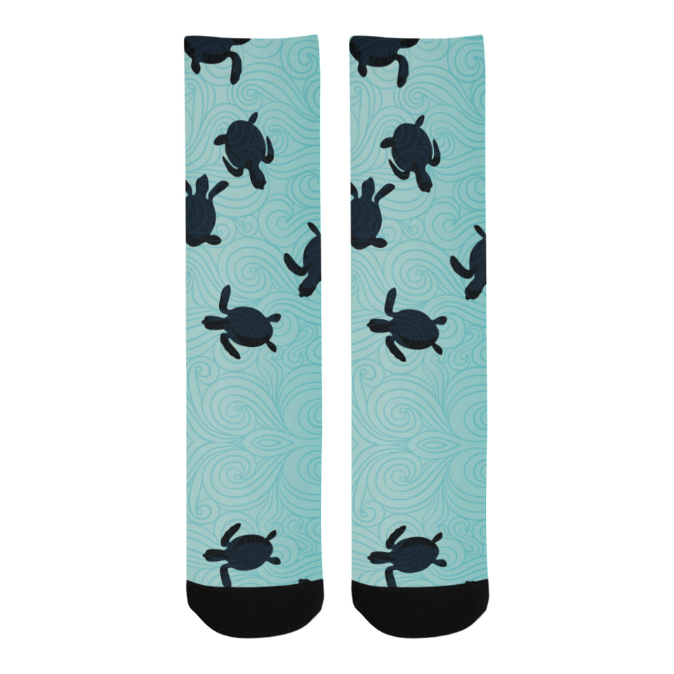 Sea turtle with blue ocean backgroud Crew Socks