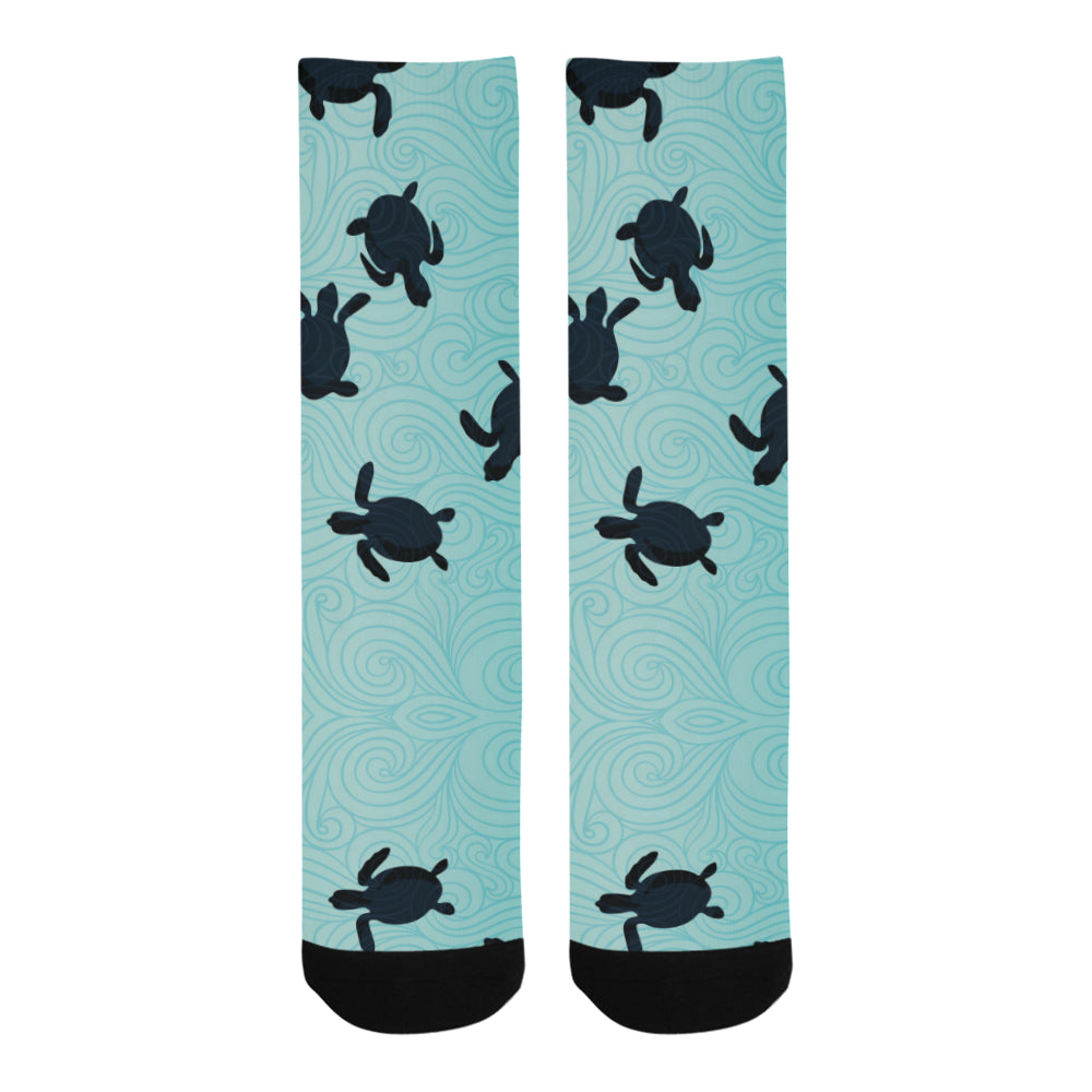 Sea turtle with blue ocean backgroud Crew Socks
