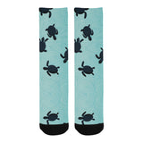 Sea turtle with blue ocean backgroud Crew Socks