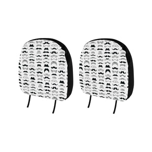 Mustache Beard Pattern Print Design 04 Car Headrest Cover