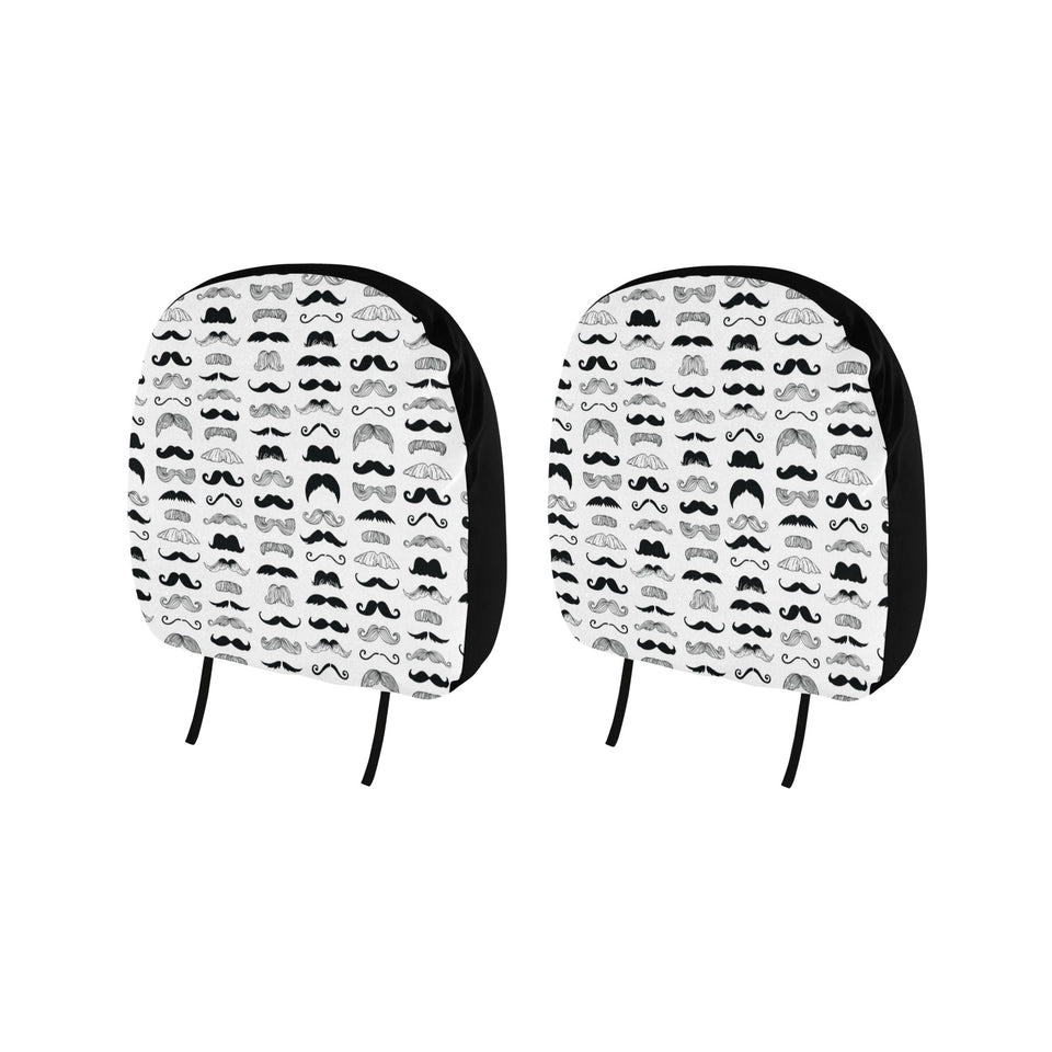 Mustache Beard Pattern Print Design 04 Car Headrest Cover