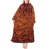 cacao beans tribal polynesian pattern Blanket Robe with Sleeves