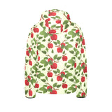 Red apples leaves pattern Kids' Boys' Girls' Padded Hooded Jacket