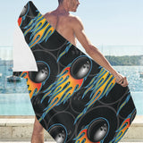 Bowling balls flame pattern Beach Towel