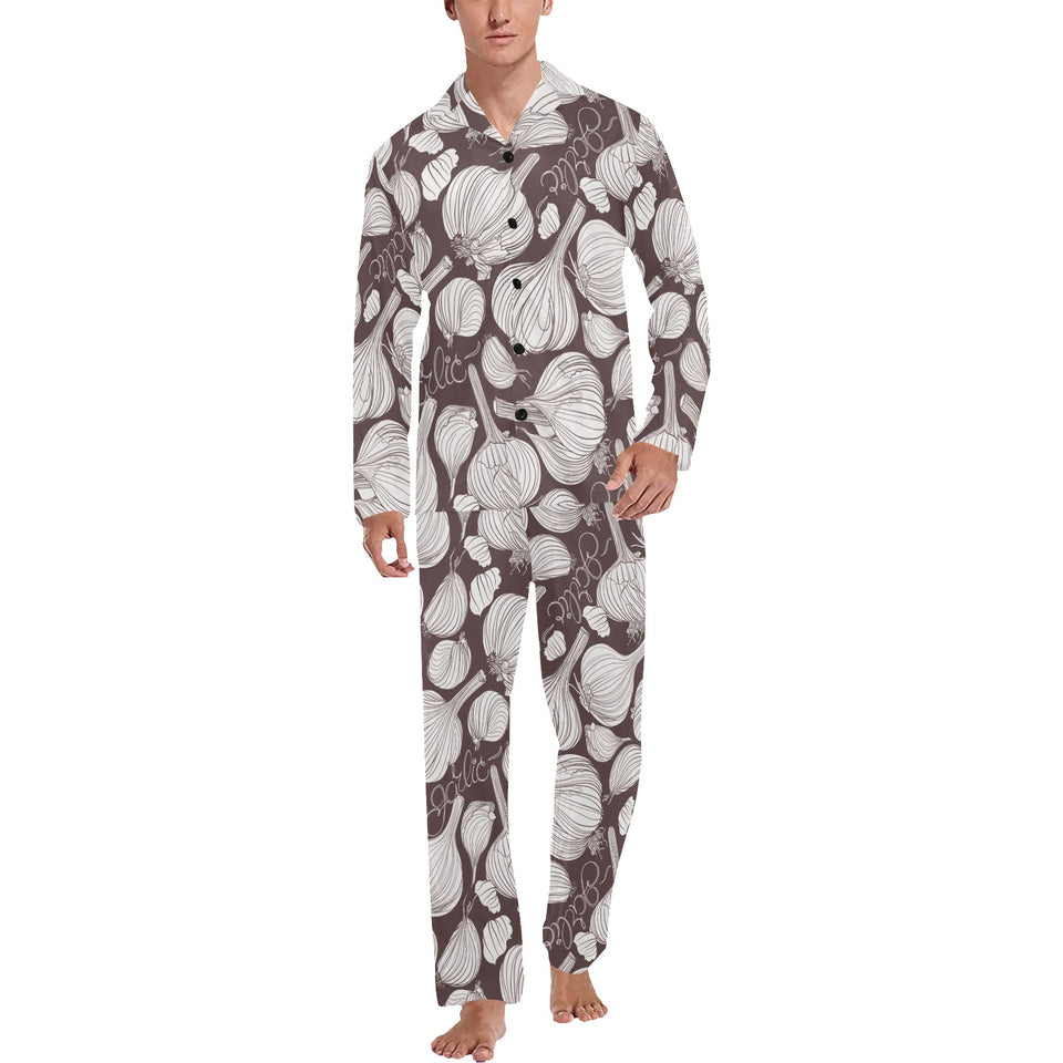 Garlic bulb dark background Men's Long Pajama Set
