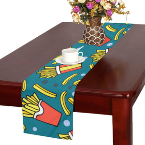 French fries red paper box pattern Table Runner