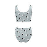 Sheep polka dot cloud pattern Chest Bowknot High Waisted Bikini Swimsuit