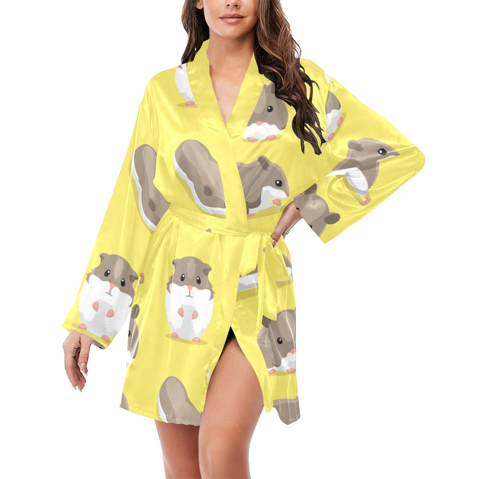 Cute Hamster pattern Women's Long Sleeve Belted Night Robe