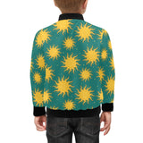 Sun green background Kids' Boys' Girls' Bomber Jacket