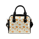 Cute brown pomeranian paw leave bone pattern Shoulder Handbag