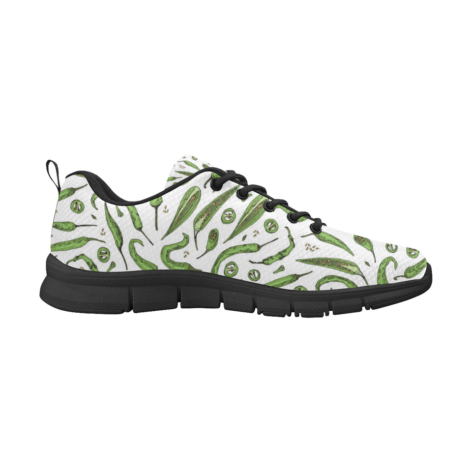 Hand drawn sketch style green Chili peppers patter Men's Sneaker Shoes
