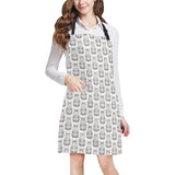 Hippopotamus Pattern Print Design 05 All Over Print Adjustable Apron