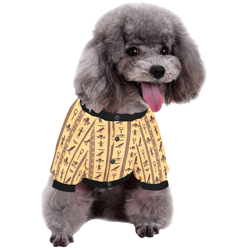 Egypt Hieroglyphics Pattern Print Design 02 All Over Print Pet Dog Round Neck Fuzzy Shirt
