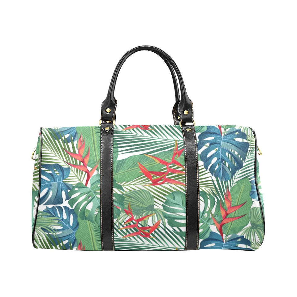heliconia palm and monstera leaves pattern Travel Bag